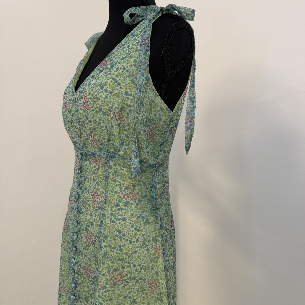 Floral Green Sleeveless Maxi Dress - Picture 6 of 12